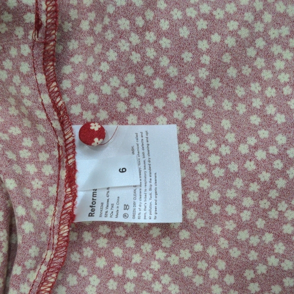 Reformation Locklin Midi Dress - Daisy Print Red - Size 6 - Picture 5 of 6